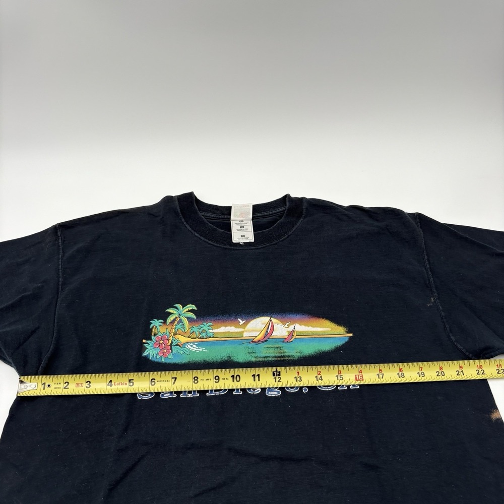 Vintage Fruit of the Loom San Diego CA T-Shirt Mens XL Black Graphic Tee - Picture 5 of 9